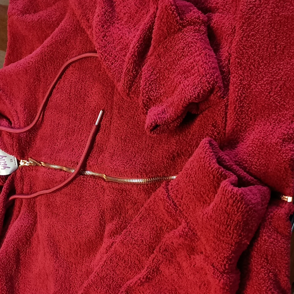 Fabletics Yitty Beautiful Burgandy Fleece Jacket & Joggers 2 Pc   Size 2x & 1X